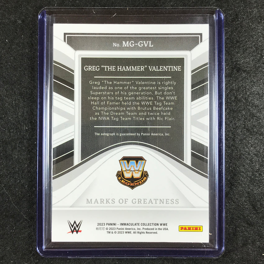 2023 Immaculate WWE GREG THE HAMMER VALENTINE Marks of Greatness Auto 1/1