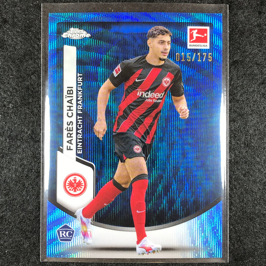 2023-24 Topps Chrome Bundesliga FARES CHAIBI Rookie Base Blue Wave 15/175 #28