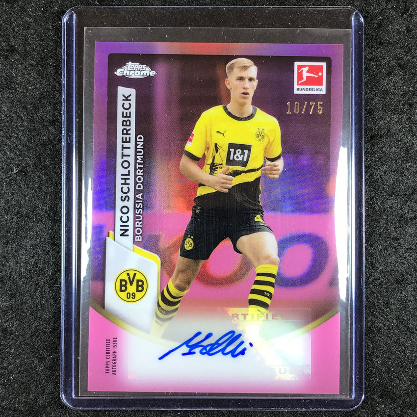 2023-24 Topps Chrome Bundesliga NICO SCHLOTTERBECK Base Auto Pink 10/75