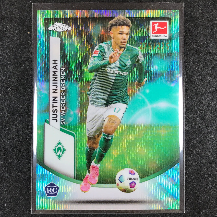 2023-24 Topps Chrome Bundesliga JUSTIN NJINMAH Rookie Aqua Bubble Wave 275/275