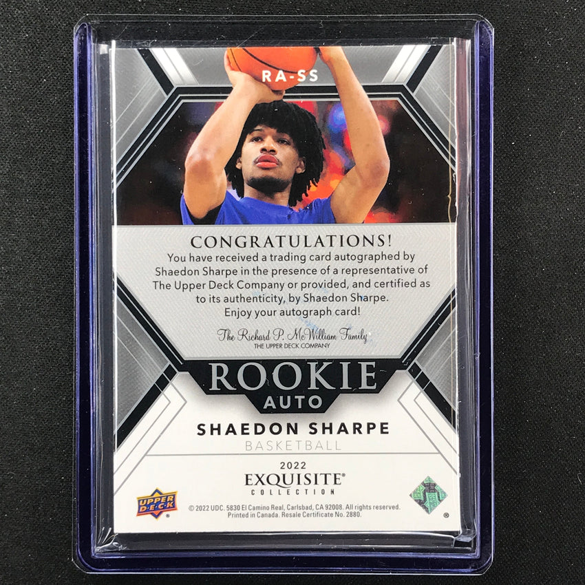 2022 Goodwin Champions Shaedon Sharpe Exquisite Collection Rookie Auto 10/99