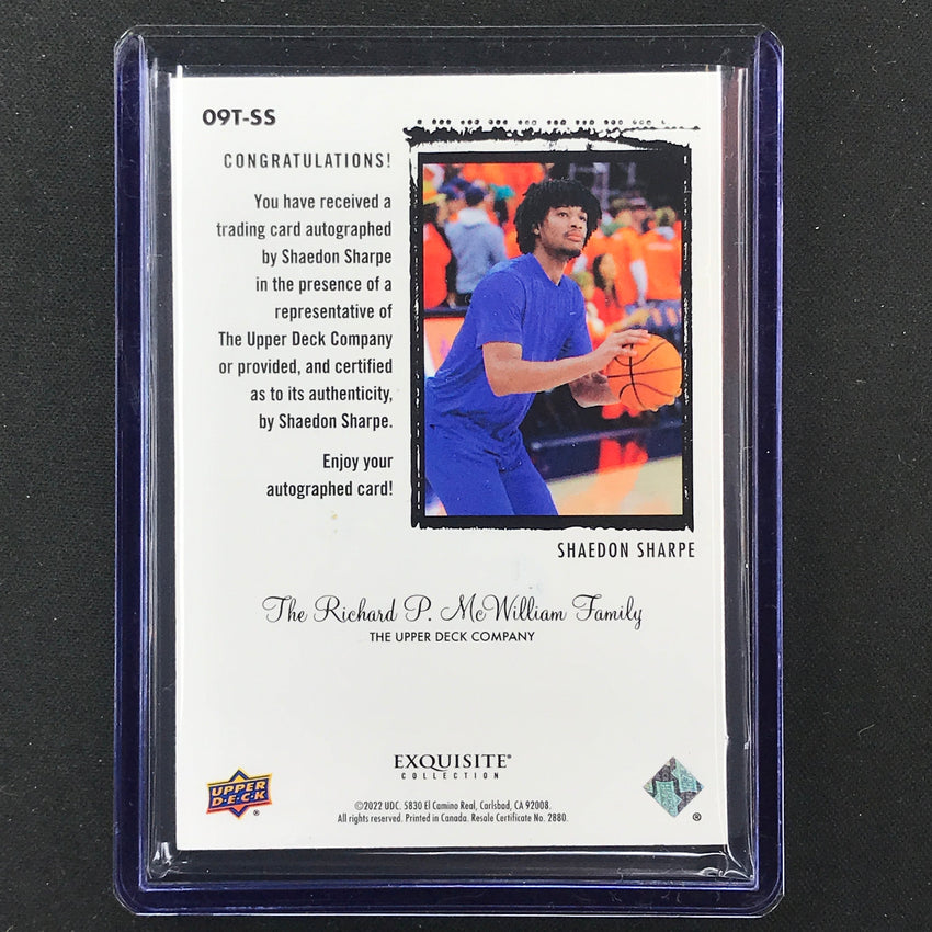 2022 Goodwin Champions Shaedon Sharpe Exquisite 2009-10 Rookie Auto 1/49