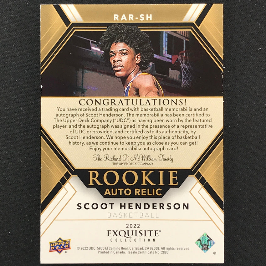 2022 Goodwin Champions Scoot Henderson Exquisite Rookie Auto Relic Gold 6/10