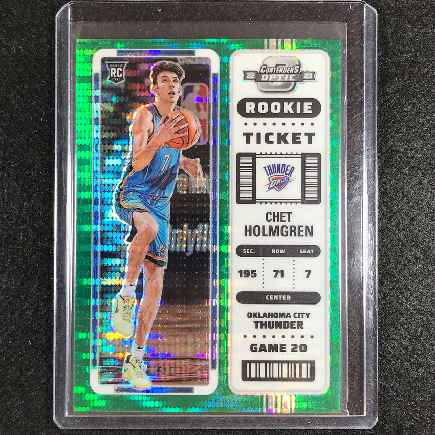 2022-23 Contenders Optic Chet Holmgren Rookie Ticket Green Pulsar 6/25
