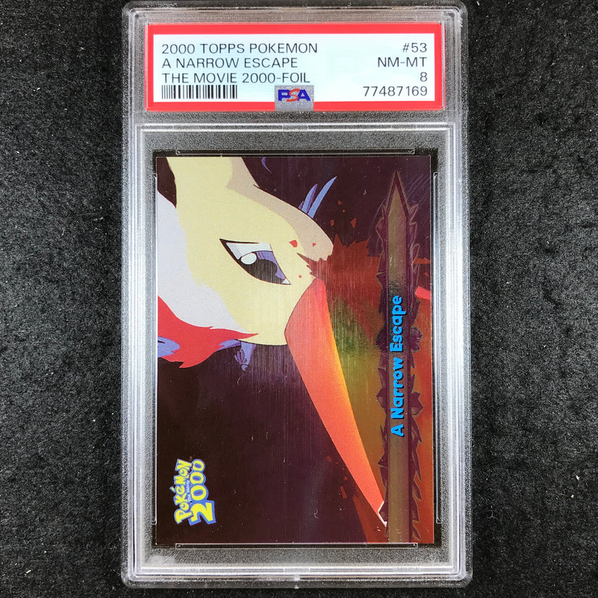 PSA 8 A Narrow Escape - #53 - 2000 Topps Pokemon the Movie Foil 169