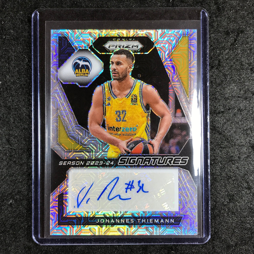 2023-24 Prizm EuroLeague JOHANNES THIEMANN Signatures Auto Mojo 2/25 #THN