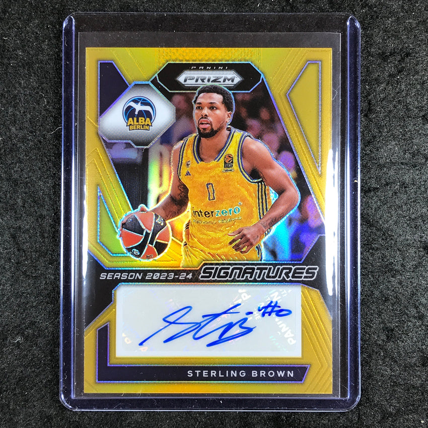 2023-24 Prizm EuroLeague STERLING BROWN Signatures Auto Gold Prizm 9/10 #BWN