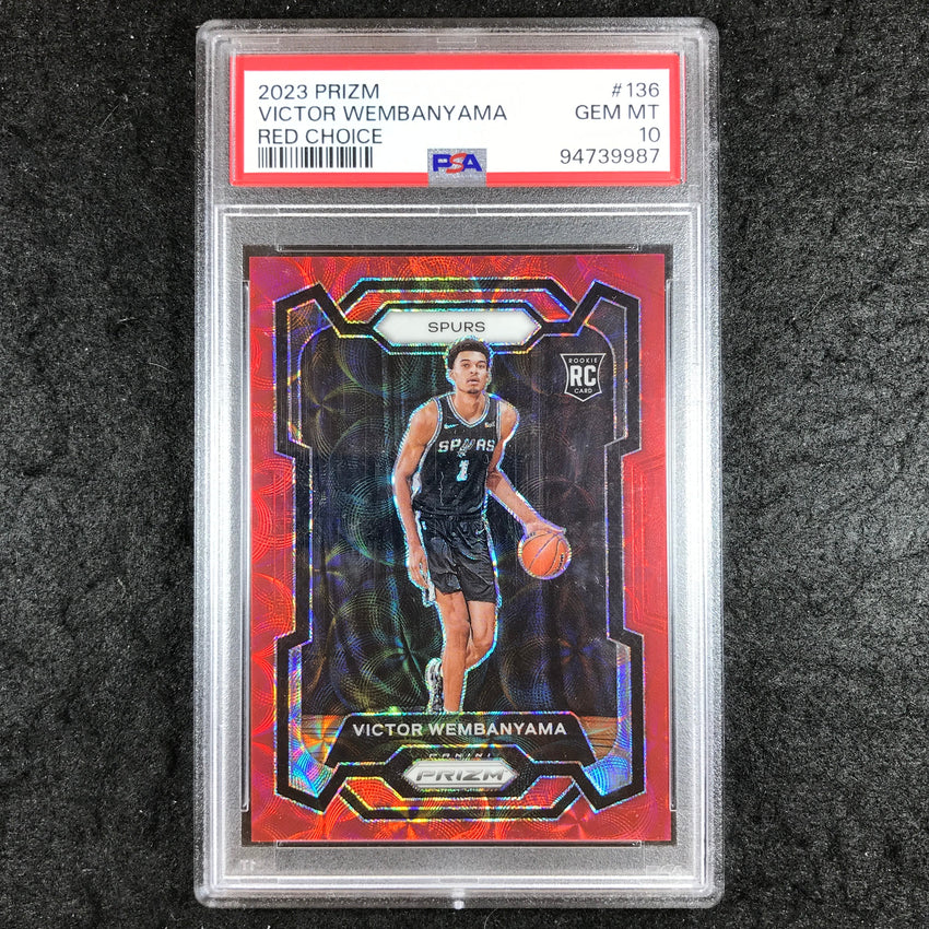 2023-24 Prizm VICTOR WEMBANYAMA Rookie Red Choice 44/88 #136 PSA 10 (987)
