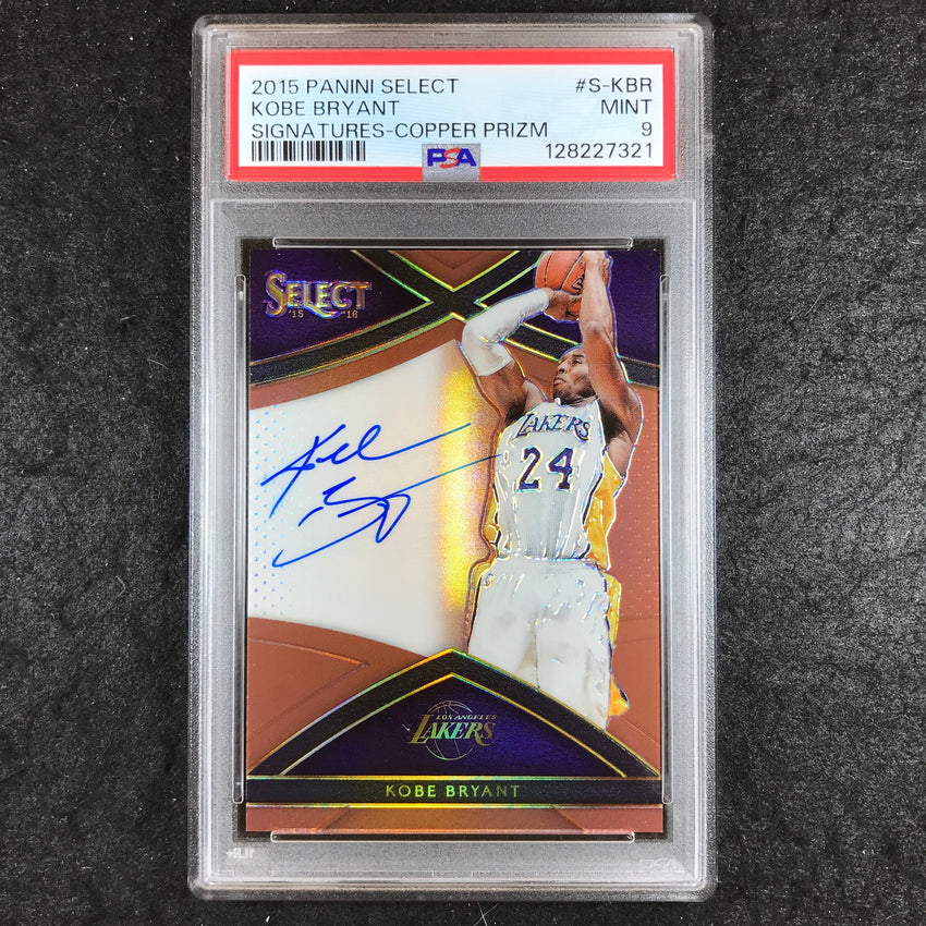 2015-16 Select KOBE BRYANT Signatures Auto Copper Prizm 27/49 #S-KBR PSA 9 (321)
