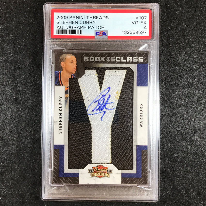 2009 Panini Threads STEPHEN CURRY Rookie Auto Patch 140/625 #107 PSA 4 (597)