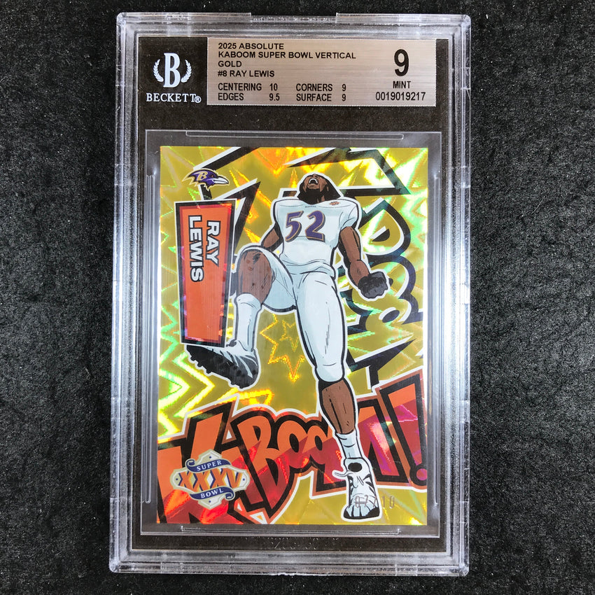 2025 Absolute Football RAY LEWIS Kaboom Vertical SSP Gold 7/10 #8 BGS 9 (217)