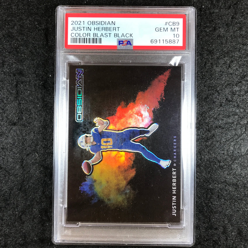 2021 Obsidian JUSTIN HERBERT Color Blast Black SSP #CB9 PSA 10 (887)