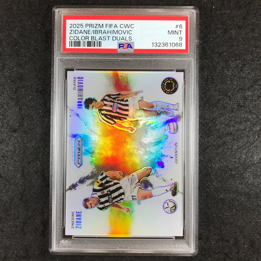 2025 Prizm FIFA Club World Cup ZIDANE IBRAHIMOVIC Color Blast Duals PSA 9 (068)