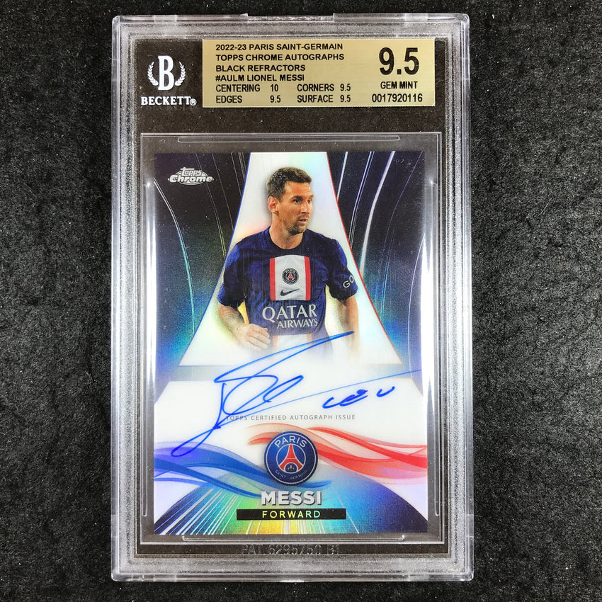 2022-23 PSG Topps Chrome LIONEL MESSI Auto Black 22/25 #AULM BGS 9.5 (116)