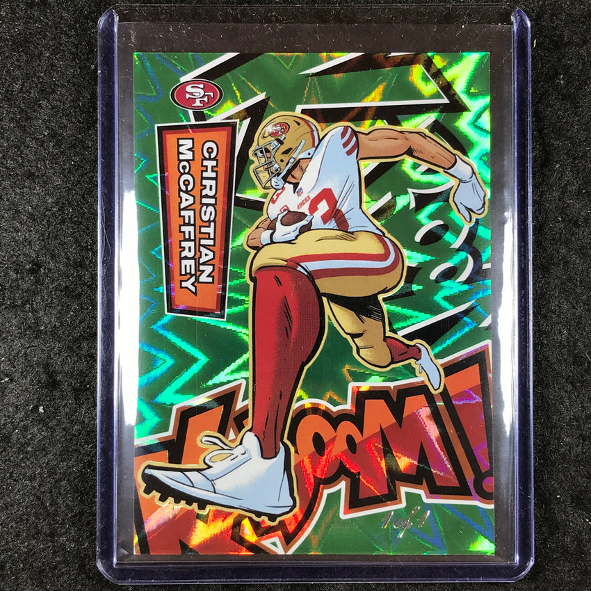2025 Absolute Football CHRISTIAN MCCAFFREY Kaboom Vertical SSP Green 1/1 #20