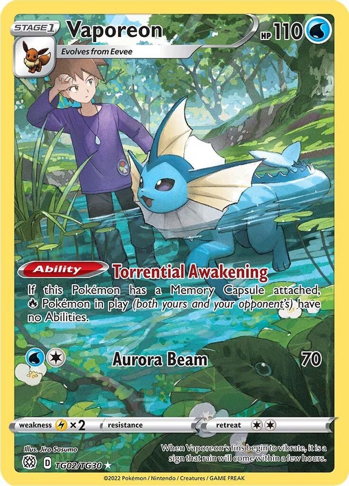 Vaporeon - [  TG02/TG30 ] - Ultra Rare - Pokemon SWSH09 Brilliant Stars Trainer Gallery