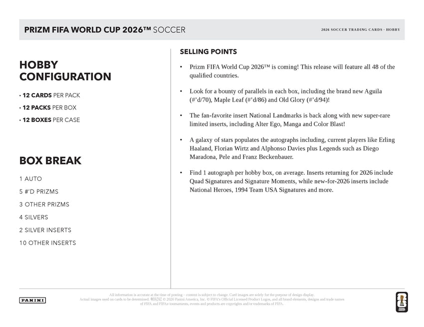 2026 Panini Prizm FIFA World Cup Soccer Hobby Pack
