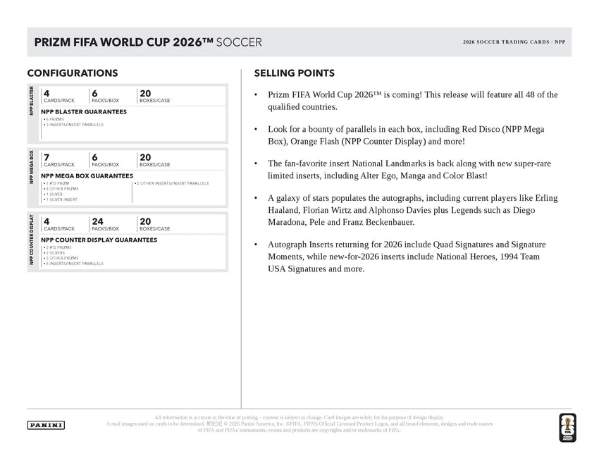 2026 Panini Prizm FIFA World Cup Soccer Mega Box