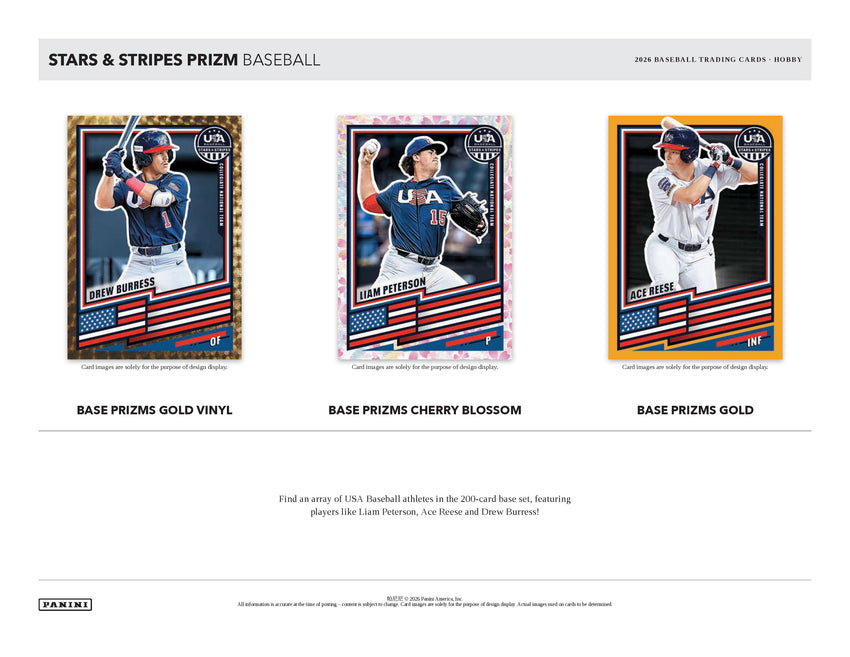 2026 Panini USA Stars & Stripes Prizm Baseball Hobby Box (Pre Order)