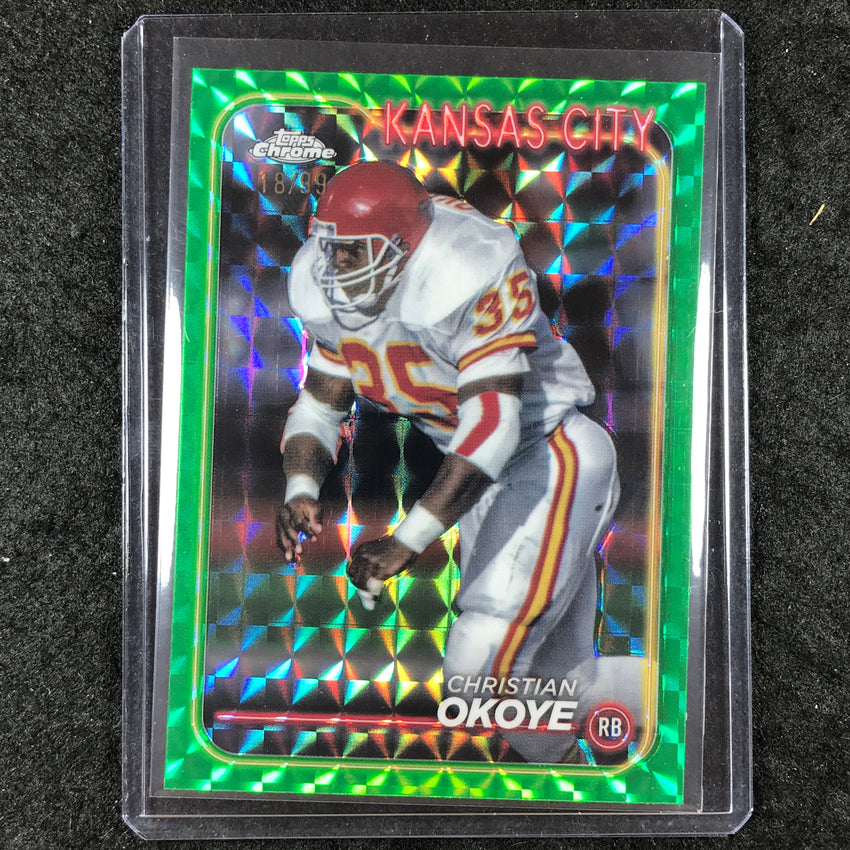 2024 Topps Chrome Football CHRISTIAN OKOYE Base Green Geometric 18/99 #96