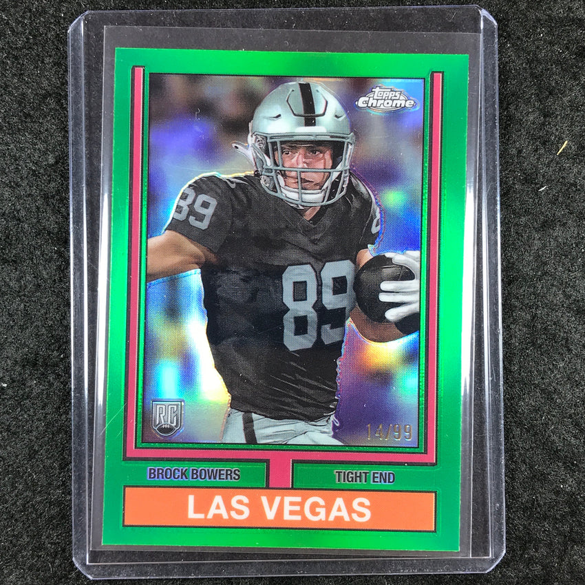 2024 Topps Chrome Football BROCK BOWERS 1974 Topps Football Rookie Green 14/99