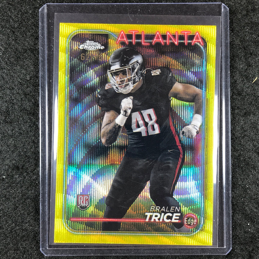 2024 Topps Chrome Football BRALEN TRICE Rookie Base Yellow Wave 62/75 #234