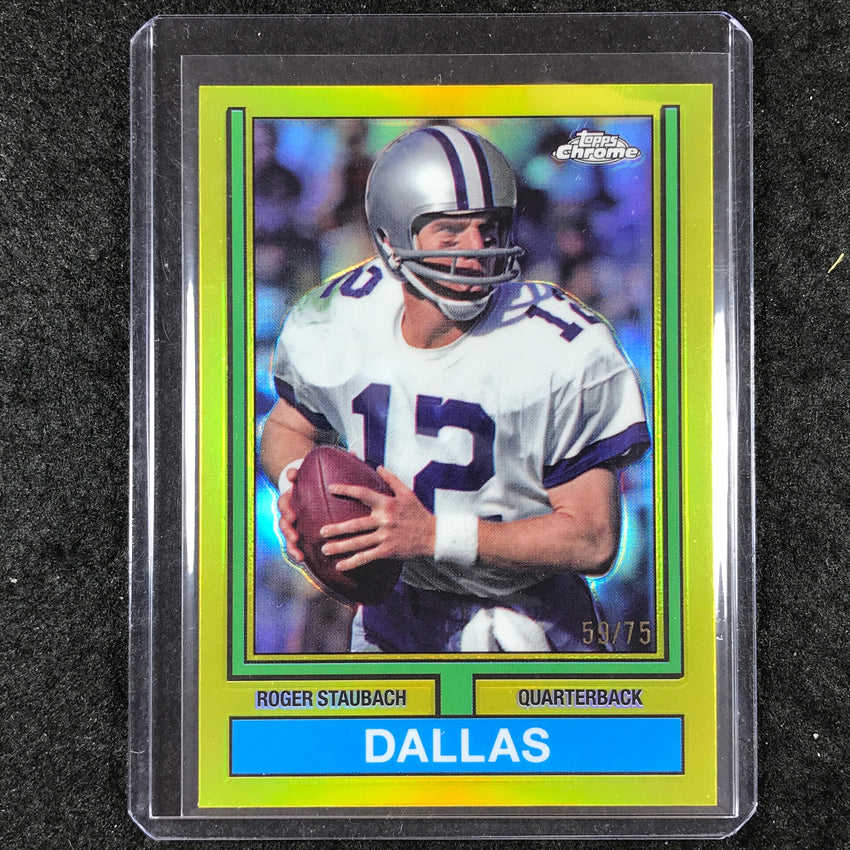 2024 Topps Chrome Football ROGER STAUBACH 1974 Topps Football Yellow 59/75 #19