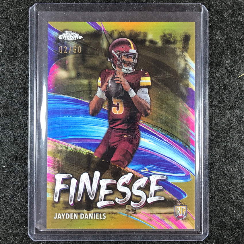 2024 Topps Chrome Football JAYDEN DANIELS Finesse Rookie Gold 2/50 #3
