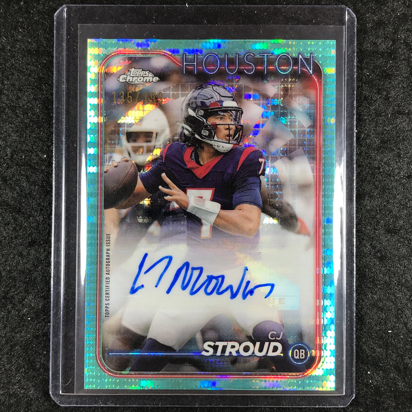 2024 Topps Chrome Football CJ STROUD Base Auto Aqua Sonar 135/199