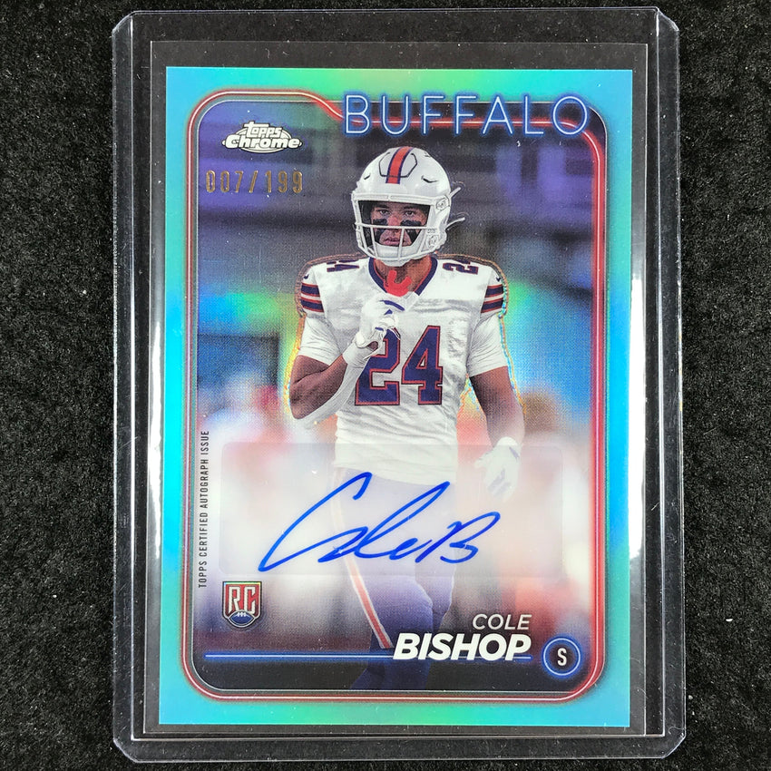 2024 Topps Chrome Football COLE BISHOP Rookie Auto Aqua 7/199