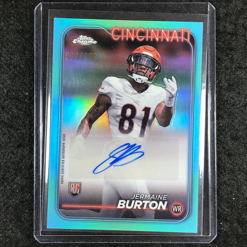 2024 Topps Chrome Football JERMAINE BURTON Rookie Auto Aqua 99/199