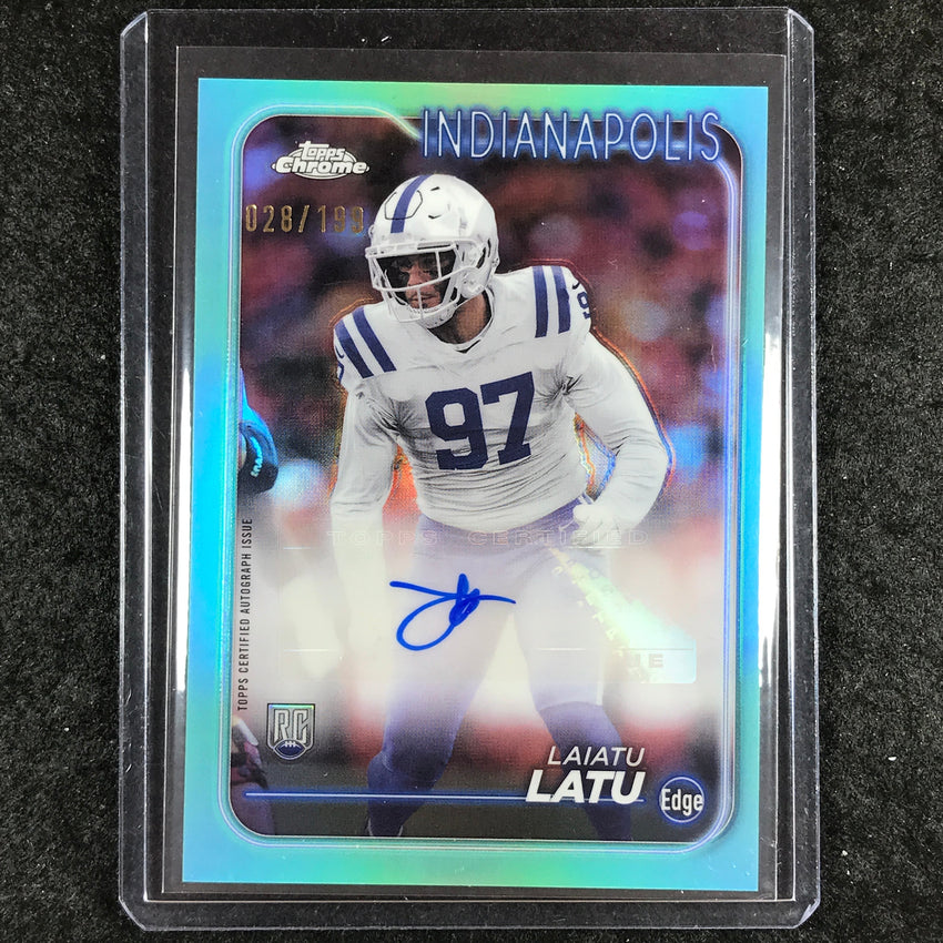 2024 Topps Chrome Football LAIATU LATU Rookie Auto Aqua 28/199