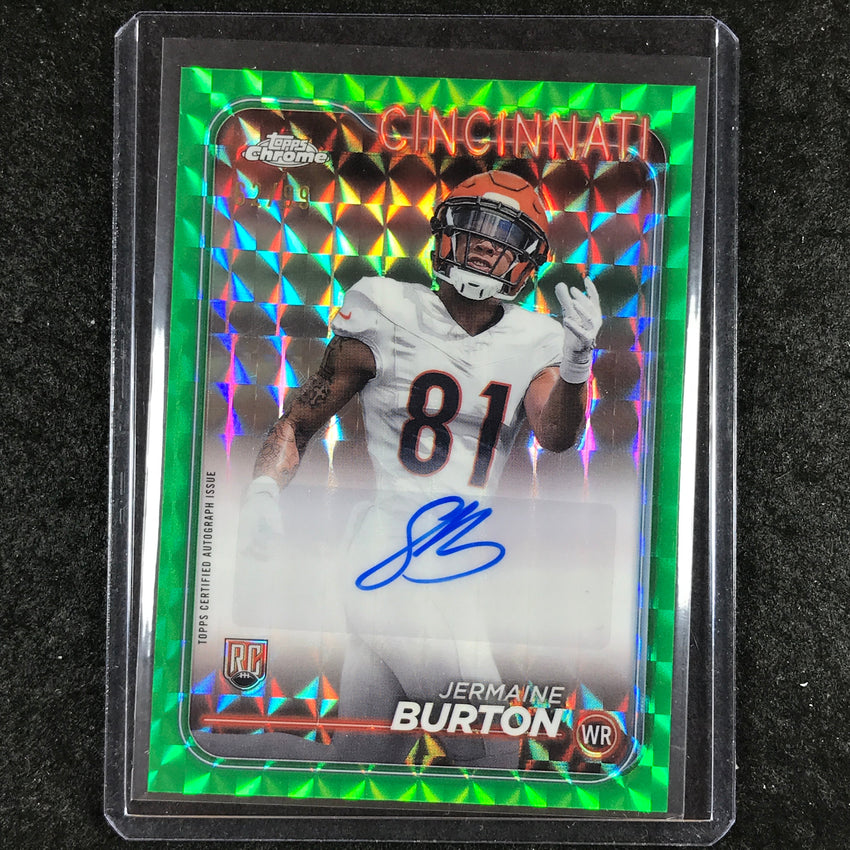 2024 Topps Chrome Football JERMAINE BURTON Rookie Auto Green Geometric 62/99