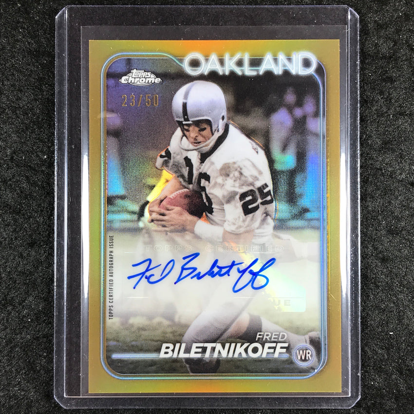 2024 Topps Chrome Football FRED BILETNIKOFF Base Auto Gold 23/50