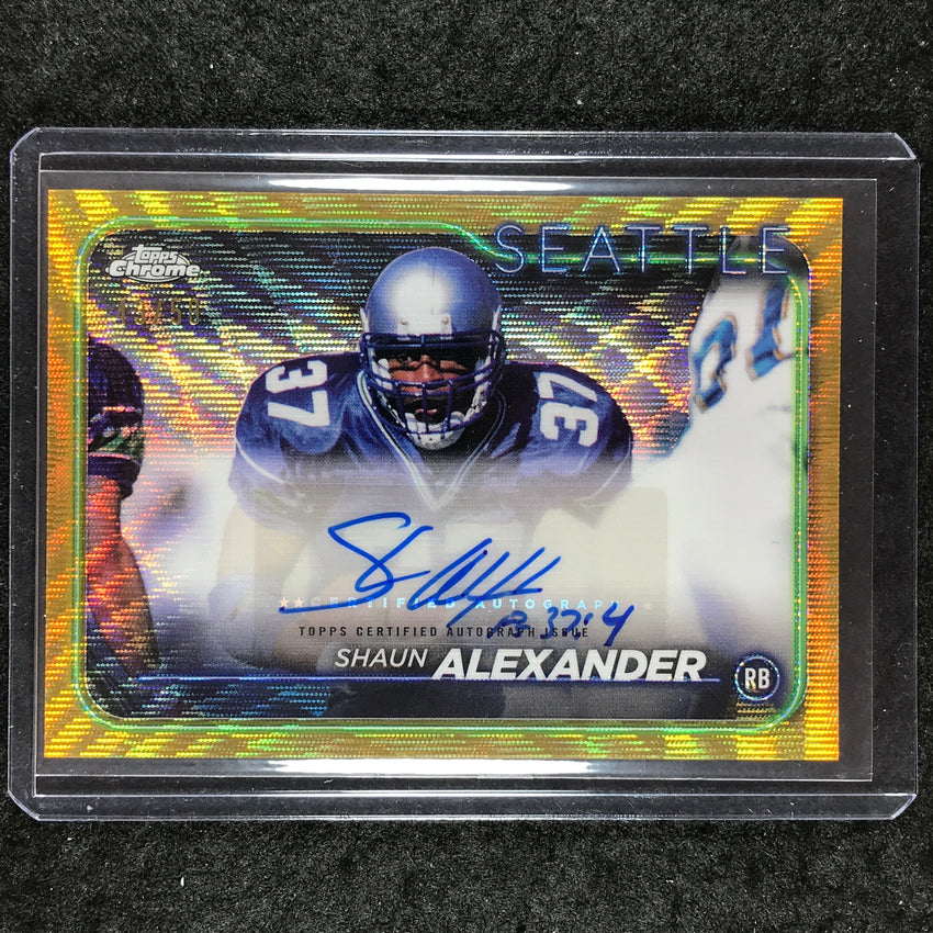 2024 Topps Chrome Football SHAUN ALEXANDER Base Auto Gold Wave 43/50