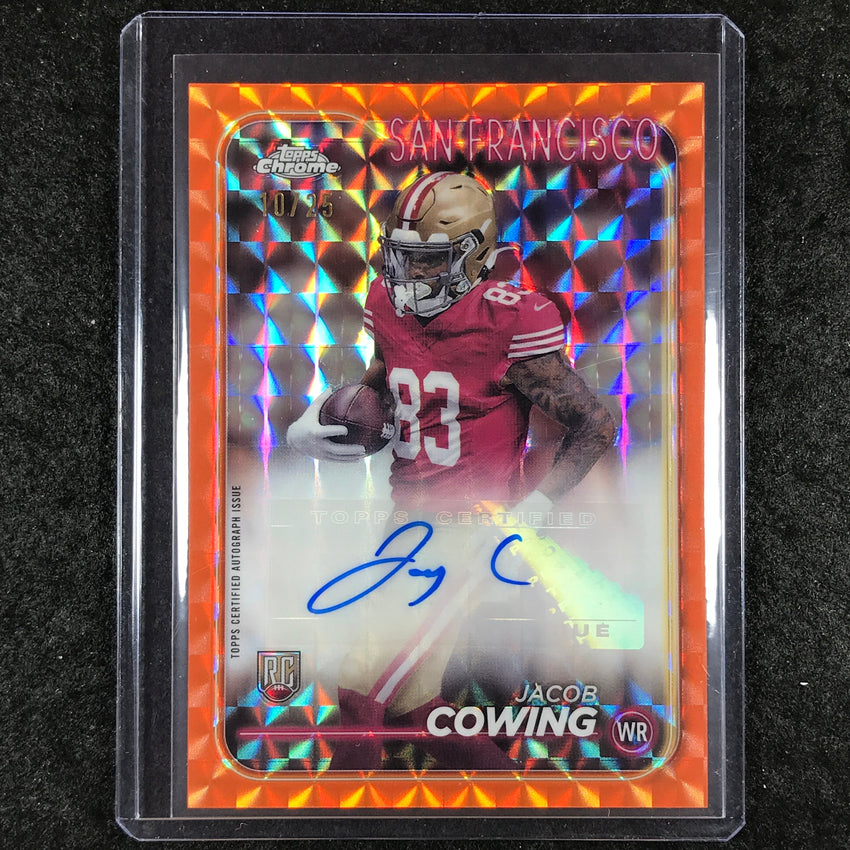 2024 Topps Chrome Football JACOB COWING Rookie Auto Orange Geometric 10/25