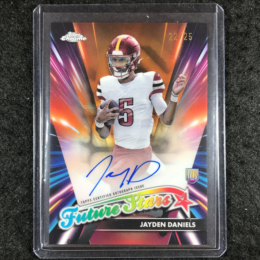 2024 Topps Chrome Football JAYDEN DANIELS Future Stars Rookie Auto Orange 22/25