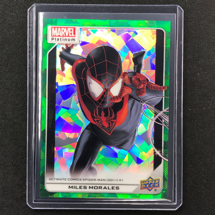 2023 Marvel Platinum Miles Morales High Series Base Green Crackle 61/99 No 112