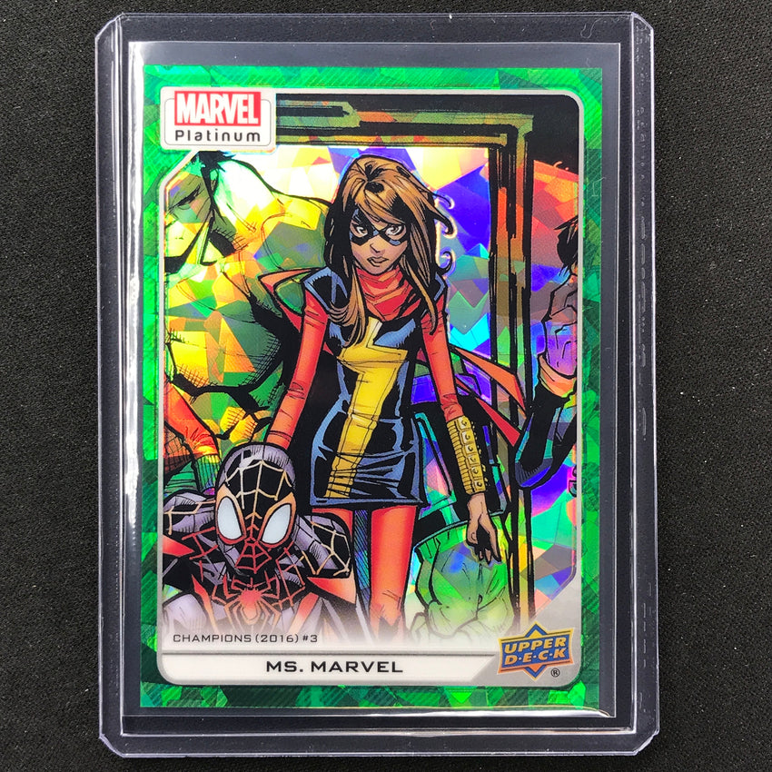 2023 Marvel Platinum Ms. Marvel High Series Base Green Crackle 33/99 #155