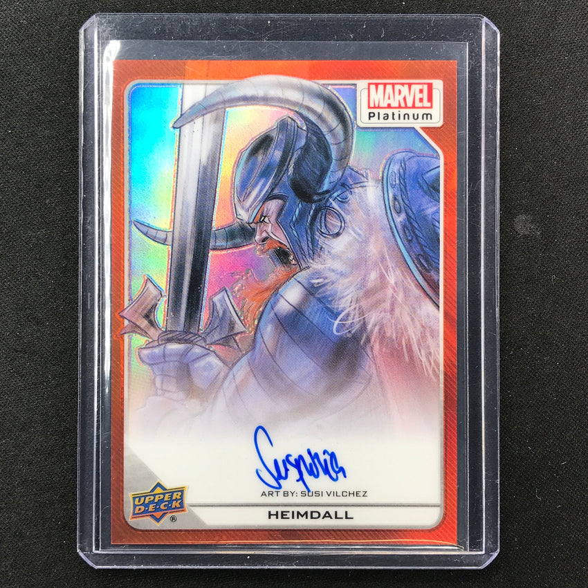2023 Marvel Platinum Heimdall Susi Vilchez Base Artist Auto Orange Rainbow 3/35