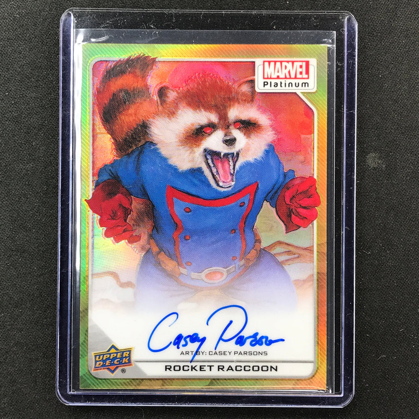 2023 Marvel Platinum Rocket Raccoon Casey Parsons Artist Auto Gold Rainbow 1/1