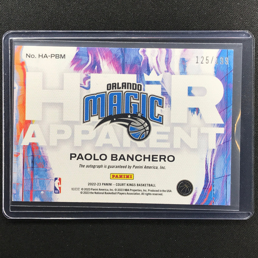 2022-23 Court Kings Paolo Banchero Heir Apparent Rookie Auto Gold 125/199