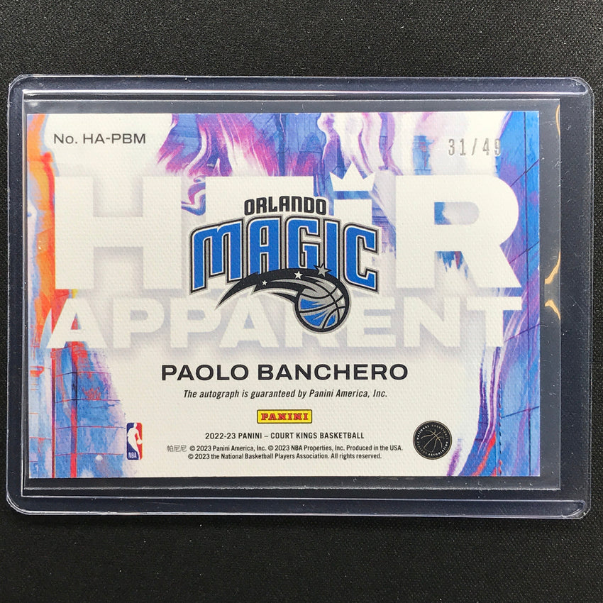 2022-23 Court Kings Paolo Banchero Heir Apparent Rookie Auto Violet 31/49