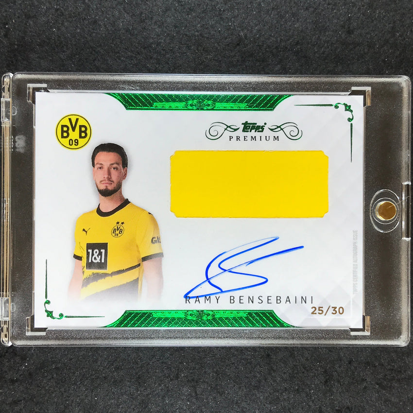 2023-24 Topps Premium Borussia Dortmund RAMY BENSEBAINI Relic Auto Green 25/30