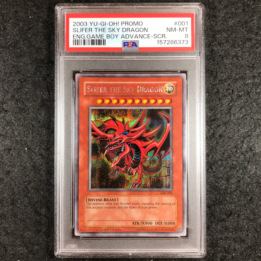 PSA 8 Slifer the Sky Dragon - GBI-001 - English Game Boy Secret Rare Yu-Gi-Oh! Promo 373-Cherry Collectables