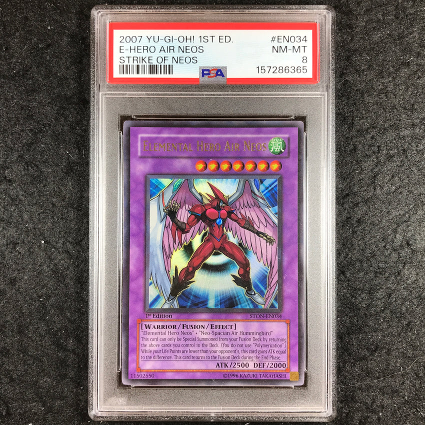PSA 8 Elemental Hero Air Neos - STON-EN034 - 1st Ultra Rare Yu-Gi-Oh! Strike of Neos 365