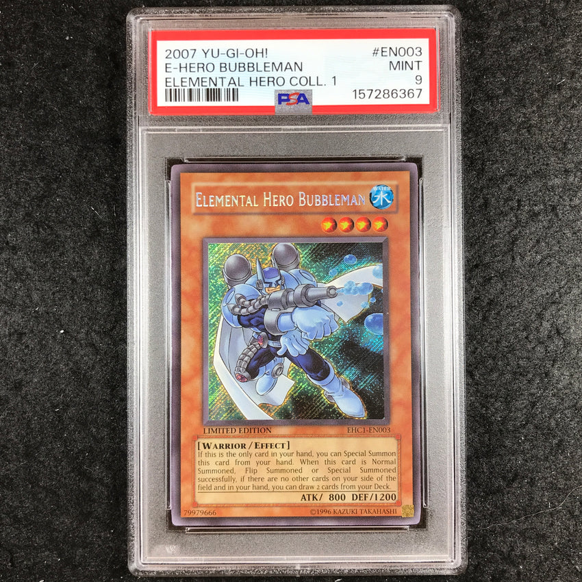 PSA 9 Elemental Hero Bubbleman - EHC1-EN003 - Secret Rare Elemental Hero Collection 1 367