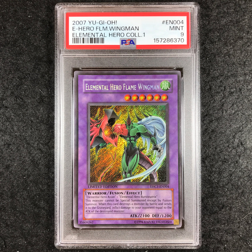 PSA 9 Elemental Hero Flame Wingman - EHC1-EN004 - Secret Rare Elemental Hero Collection 1 370