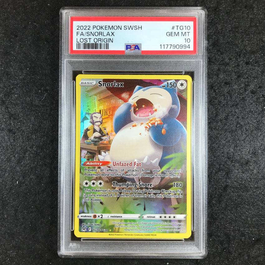 PSA 10 Snorlax - TG10/TG30 - Full Art Lost Origin Trainer Gallery