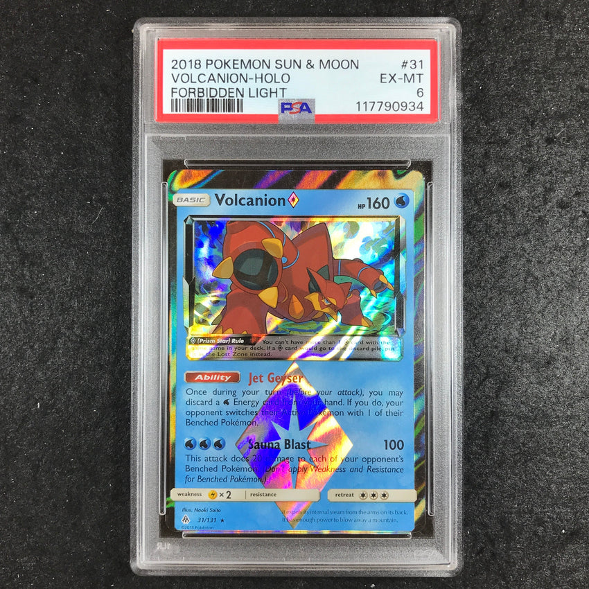 PSA 6 Volcanion - 31/131 - MISCUT MISPRINT Pokemon Holo Sun & Moon Forbidden Light 934